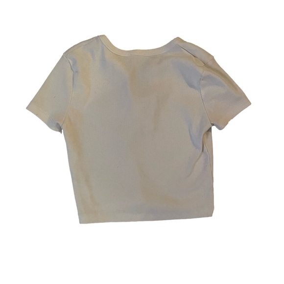 Ardene white cropped t-shirt with buttons, size s - Picture 3 of 3